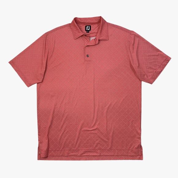 FootJoy Polo Shirt Mens XL Extra Large Salmon Diamond Print Performance Golf - Picture 1 of 9